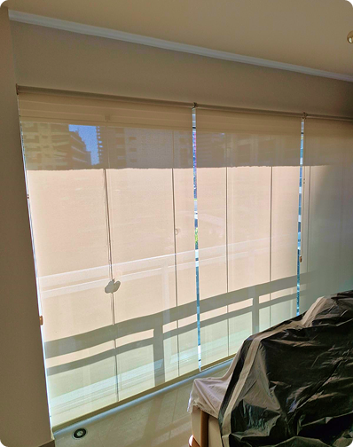 Cortina translúcida de gaze de linho para ambiente iluminado